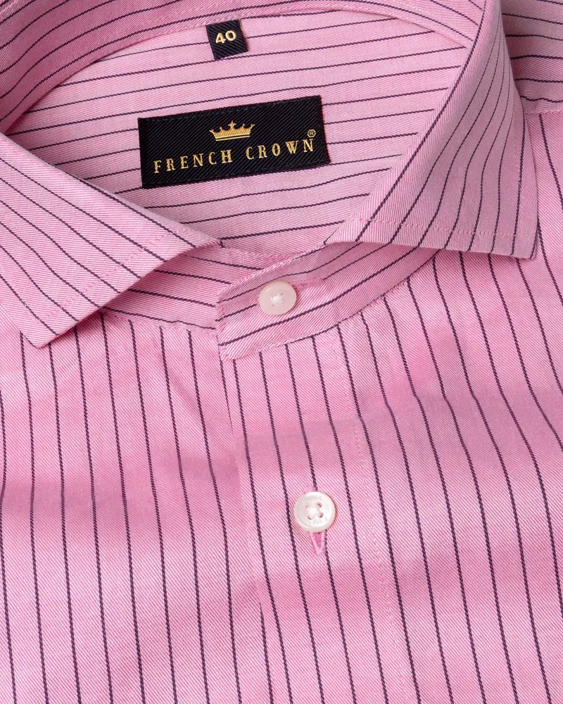 Pink Twill Striped Premium Cotton Shirt 1