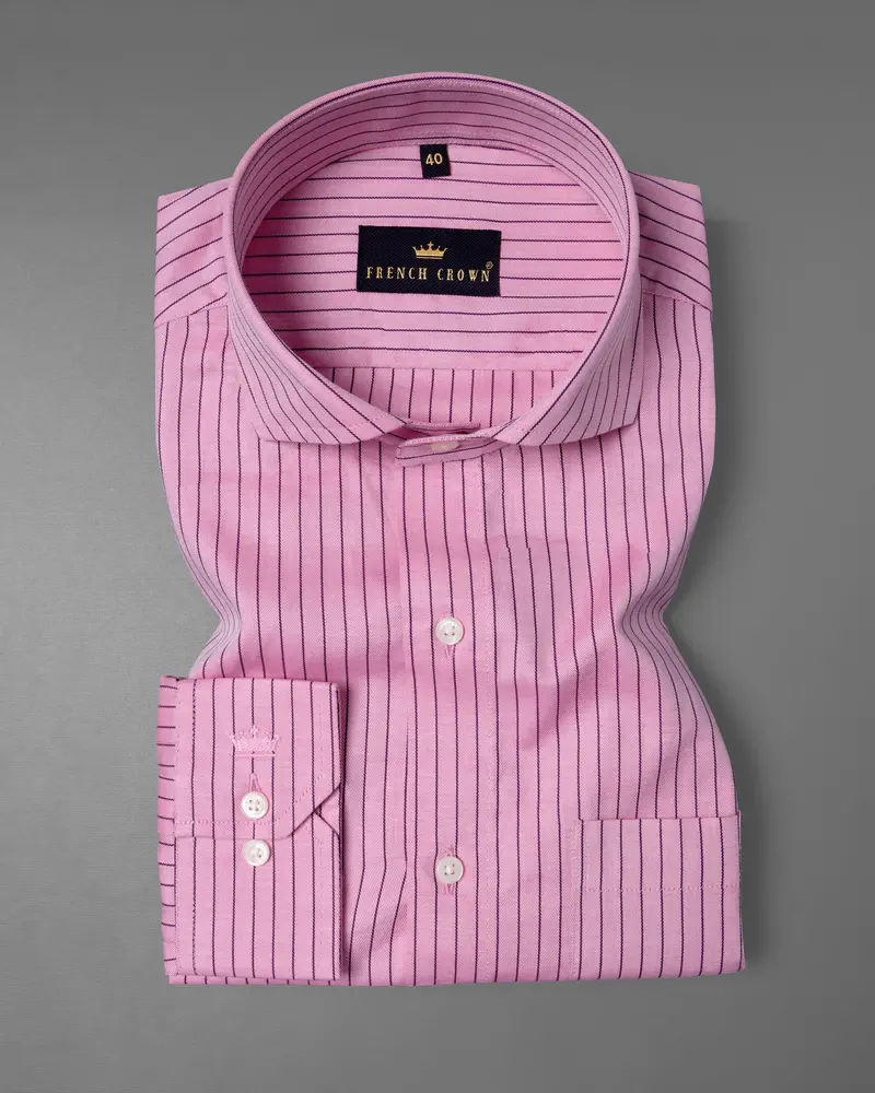 Pink Twill Striped Premium Cotton Shirt 3