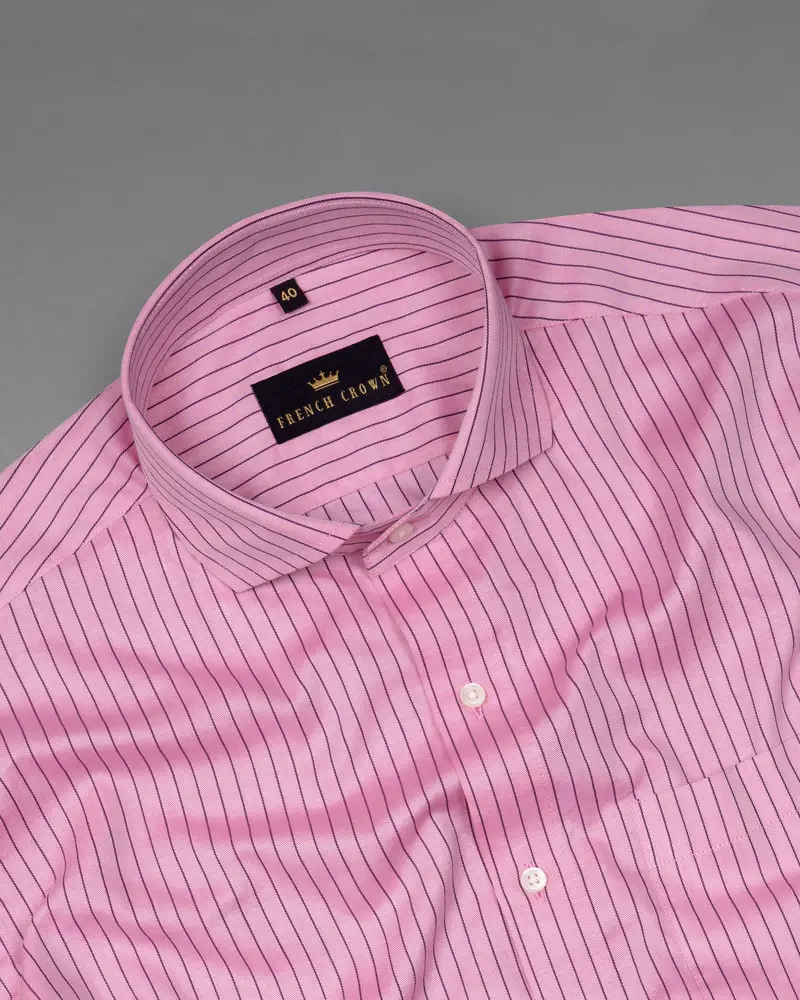 Pink Twill Striped Premium Cotton Shirt 4
