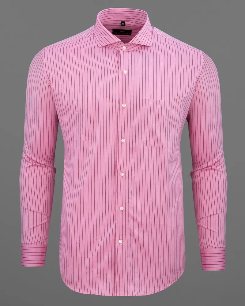Pink Twill Striped Premium Cotton Shirt 5