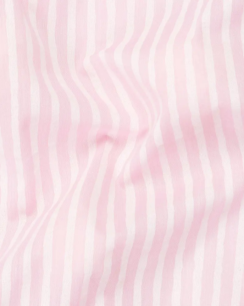 Pink With White Pinstriped Premium Cotton Shirt 2