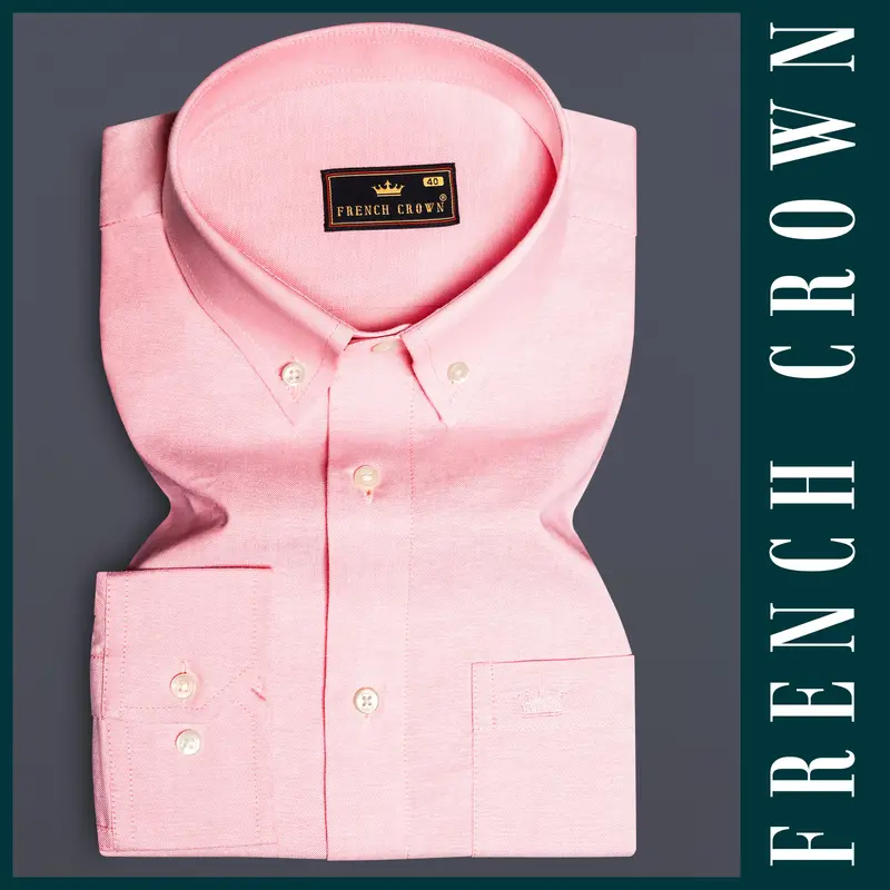 Pinkflair-Flamingo Solid Oxford Premium Cotton Semi Formal Shirt 5