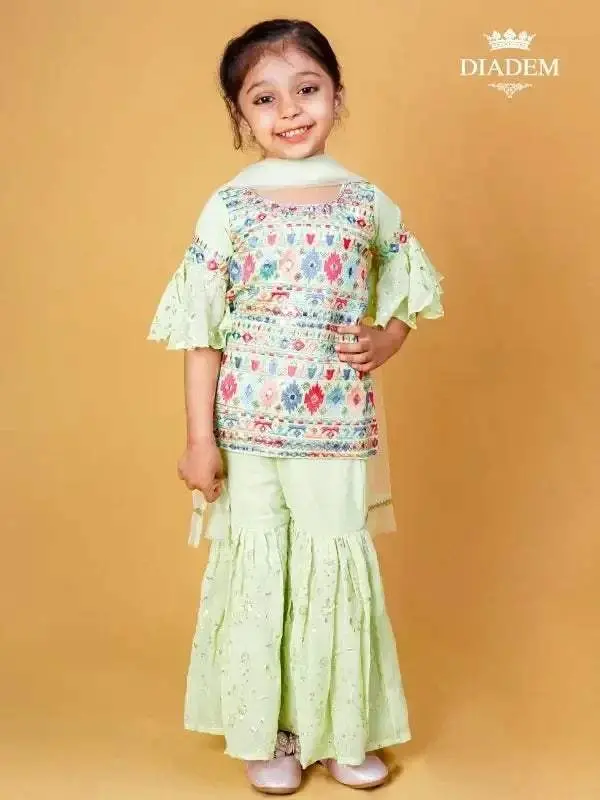 Pista Green Sharara Set Adorned In Embroidery And Stones With Dupatta 1