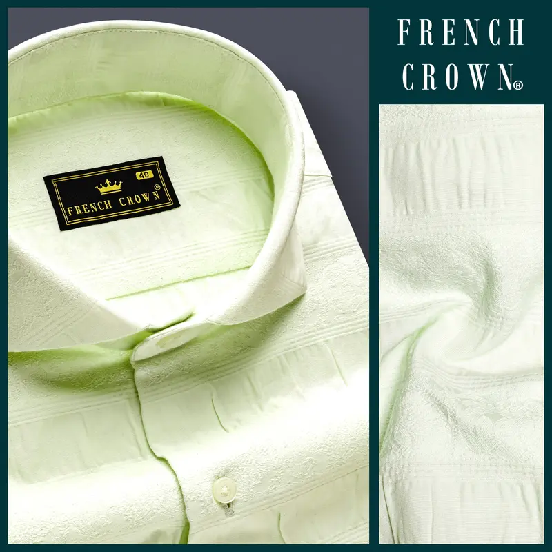 Pistachio-Beryl Green Jacquard Textured Premium Cotton Dress Shirt 10