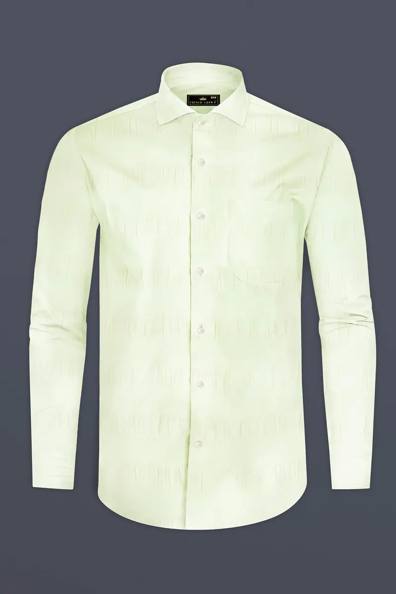 Pistachio-Beryl Green Jacquard Textured Premium Cotton Dress Shirt 6