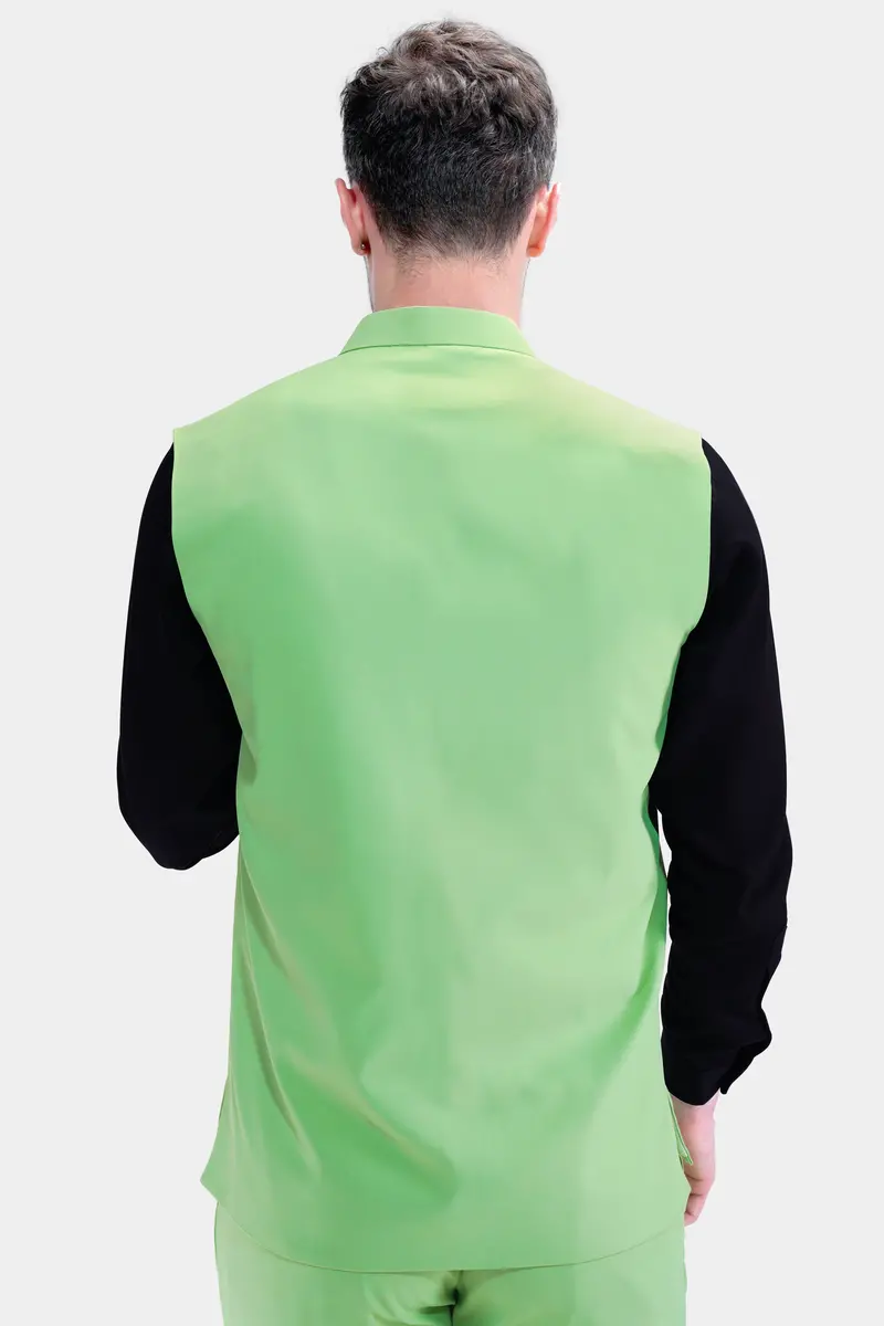 Pistachio Green Wool Rich Nehru Jacket 5