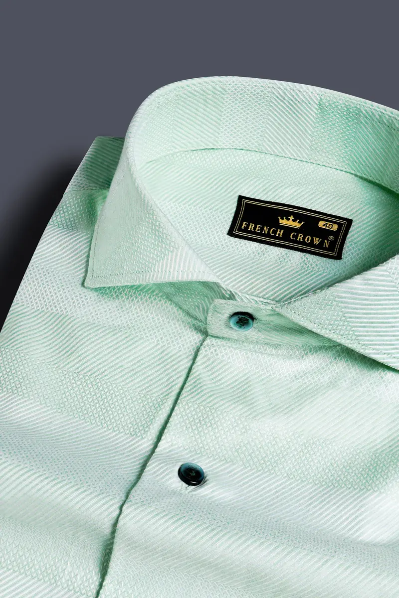 Pixie Green Dobby Textured Premium Giza Cotton Shirt 1