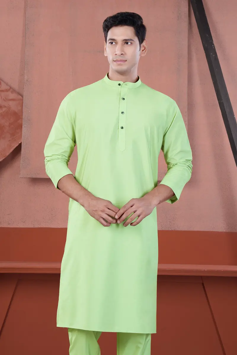 Pixie Green Subtle Sheen Viscose Kurta 5