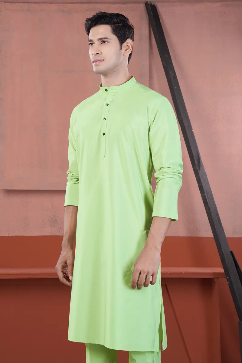 Pixie Green Subtle Sheen Viscose Kurta 6