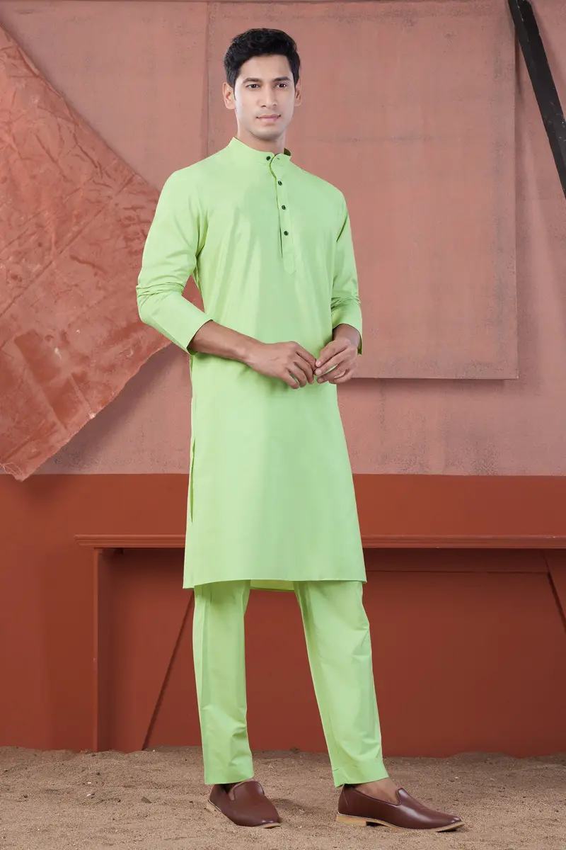 Pixie Green Subtle Sheen Viscose Kurta 8