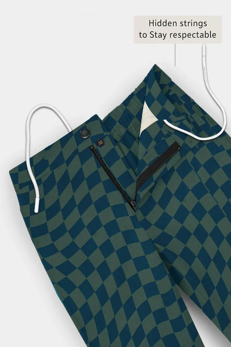 Plaivell-Celtic Green Plaid Super Soft Poplin Giza Cotton Lounge Pant 5