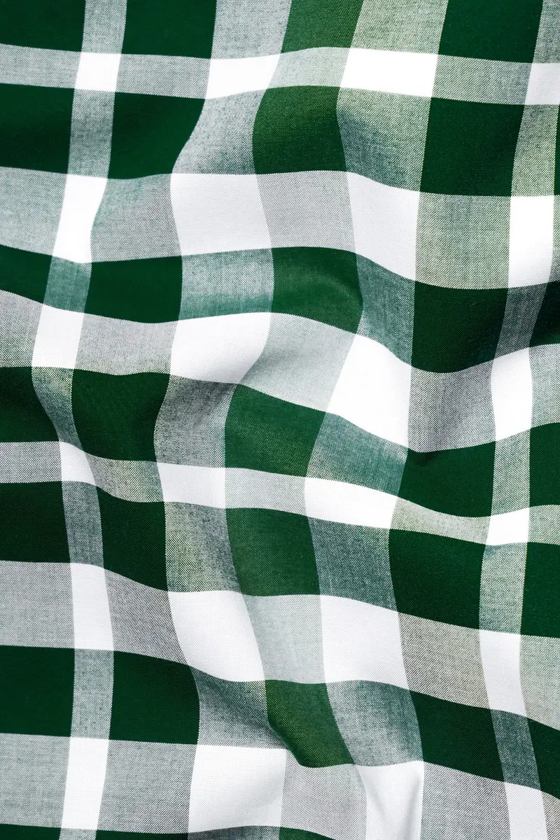 Plantation Green With White Plaid Dobby Premium Cotton Shirt 2