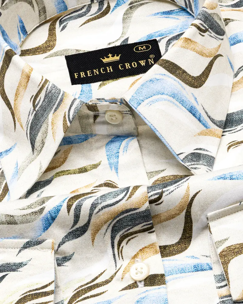 Platinum Cream With Multicolour Printed Super Soft Premium Cotton Women’S Shirt 6