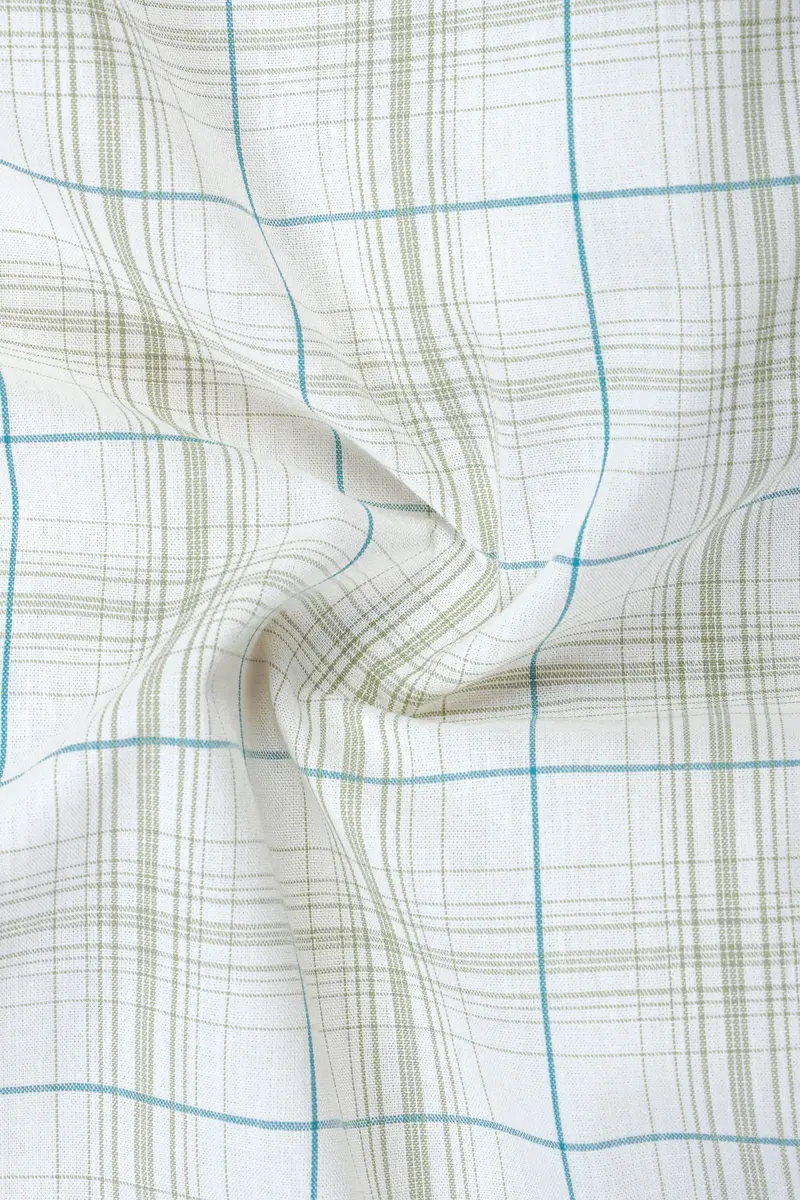 Platinum Gray And Glacier Blue Checkered Giza Cotton Shirt 2