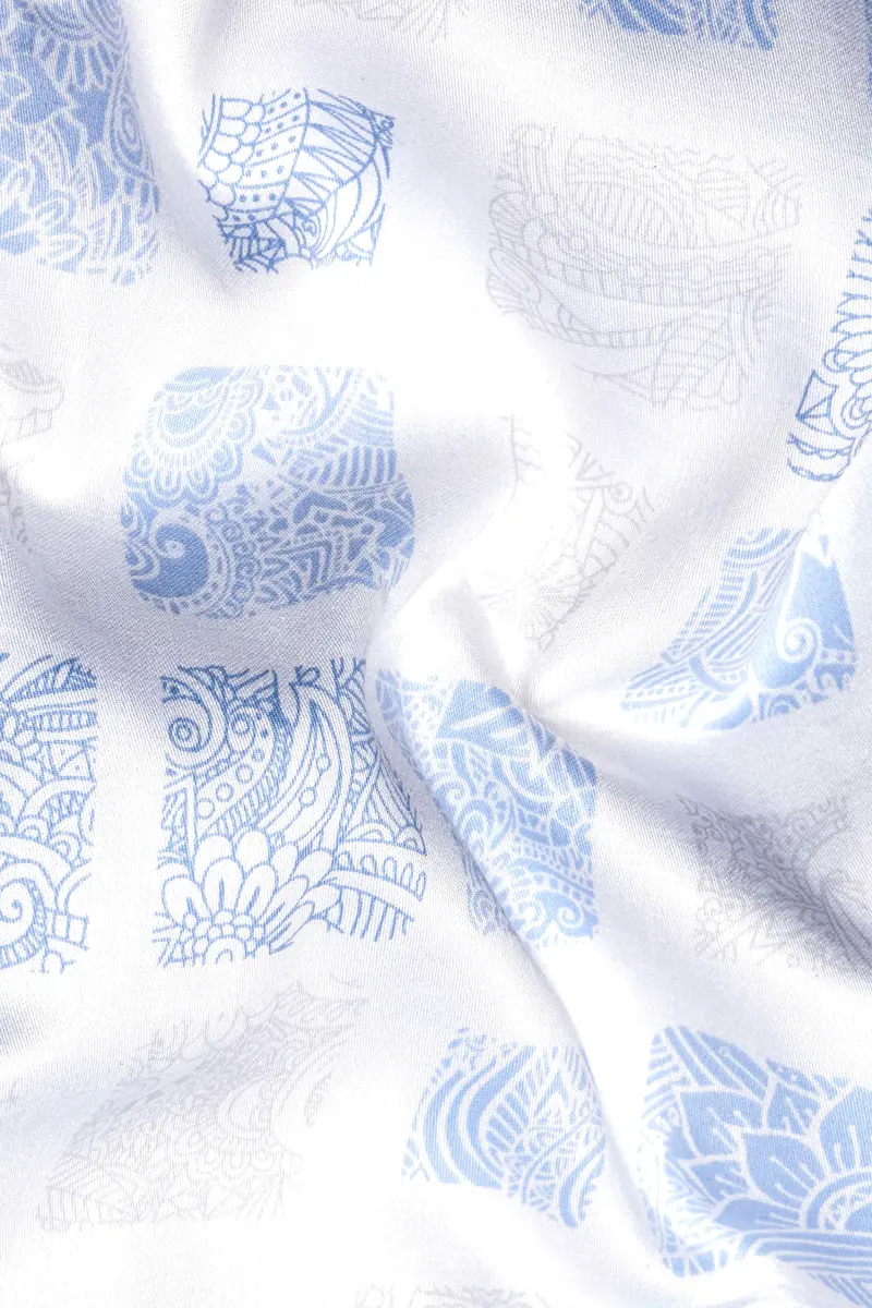 Platinum Gray And Waterloo Blue Printed Super Soft Premium Cotton Shirt 3