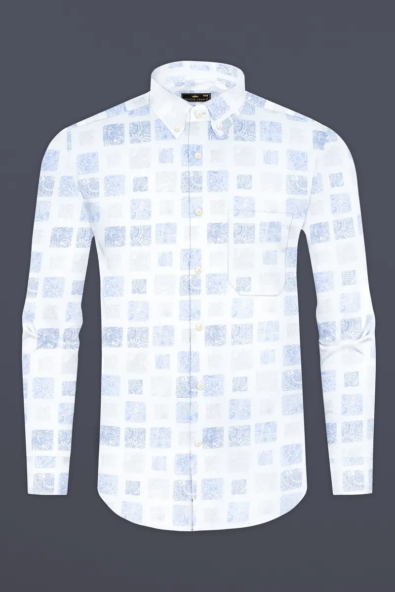 Platinum Gray And Waterloo Blue Printed Super Soft Premium Cotton Shirt 5