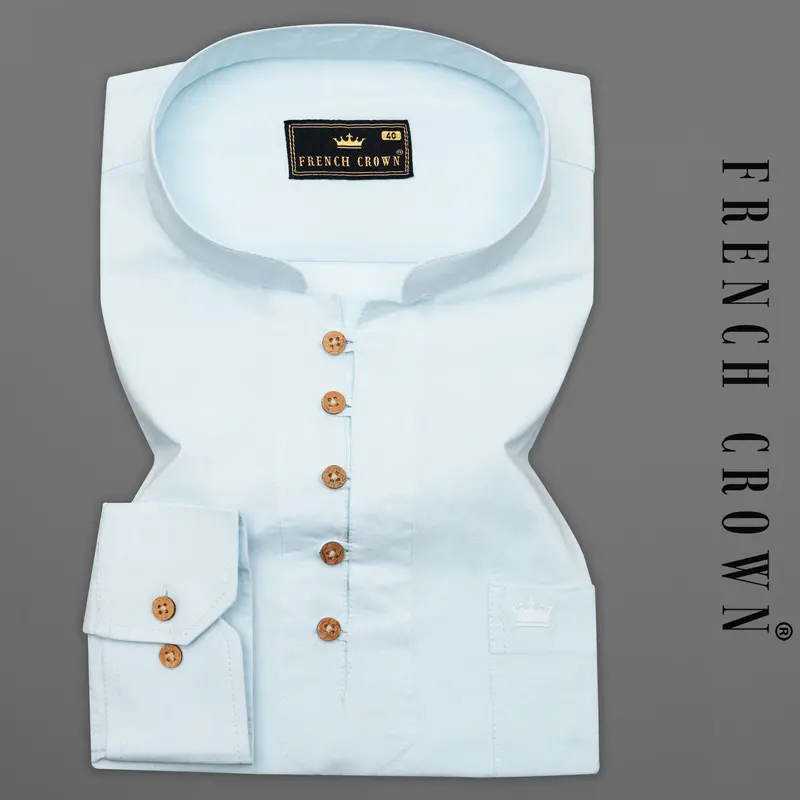 Platinum Sky Blue Royal Oxford Kurta Shirt 1