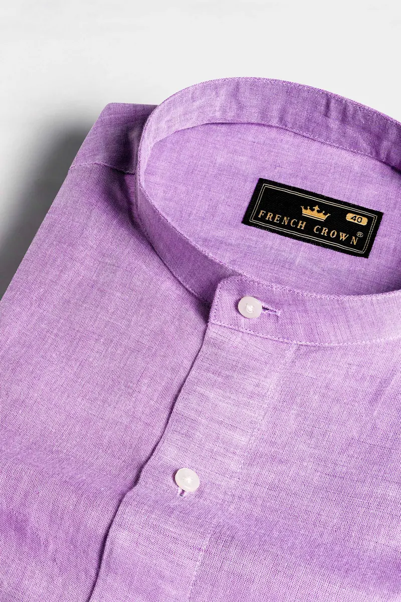 Plum Purple Luxurious Linen Shirt 1