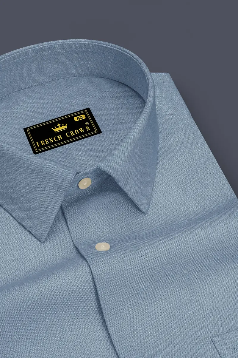 Poise-Waterloo Blue Luxurious Linen Dress Shirt 2