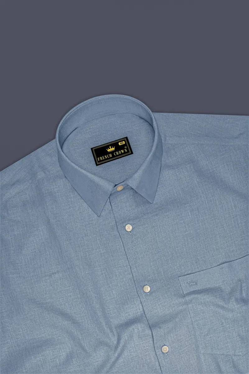 Poise-Waterloo Blue Luxurious Linen Dress Shirt 5