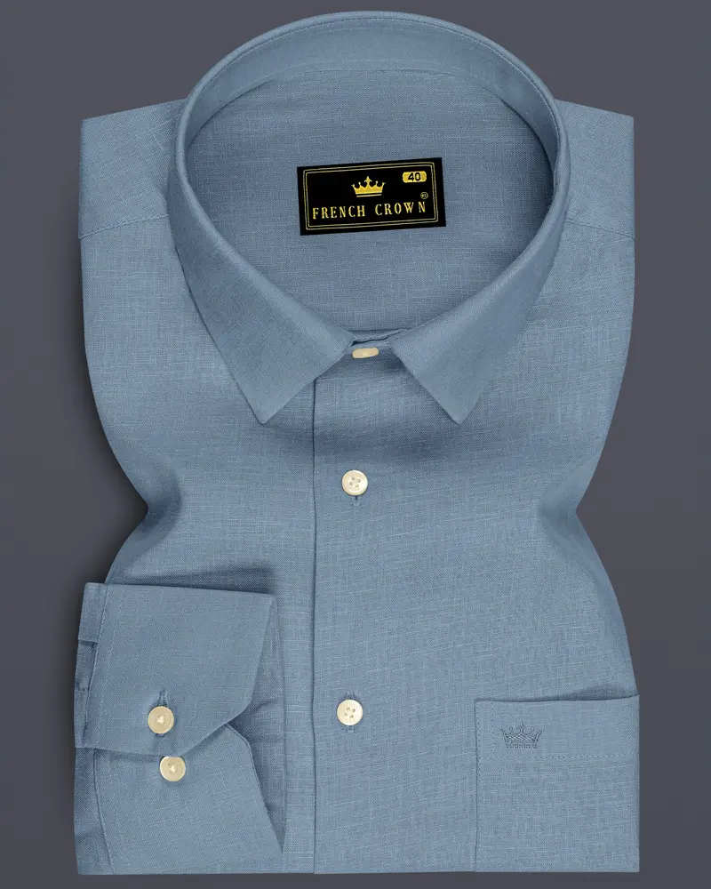 Poise-Waterloo Blue Luxurious Linen Dress Shirt 6