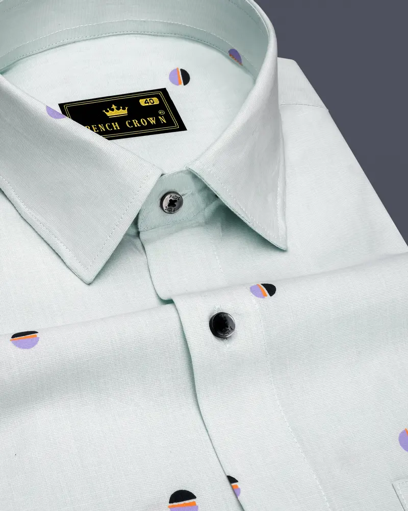 Polar Green And Amethyst Violet Circle Printed Premium Cotton Shirt 1