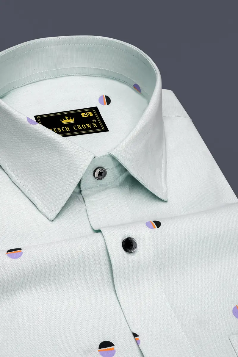 Polar Green And Amethyst Violet Circle Printed Premium Cotton Shirt 2