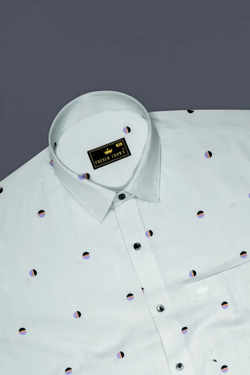 Polar Green And Amethyst Violet Circle Printed Premium Cotton Shirt 5