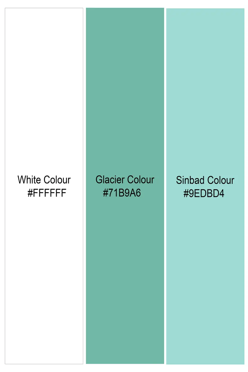 Polar Mist-Glacier Green With Bright White Printed Lightweight Premium Cotton Casual Shirt 9
