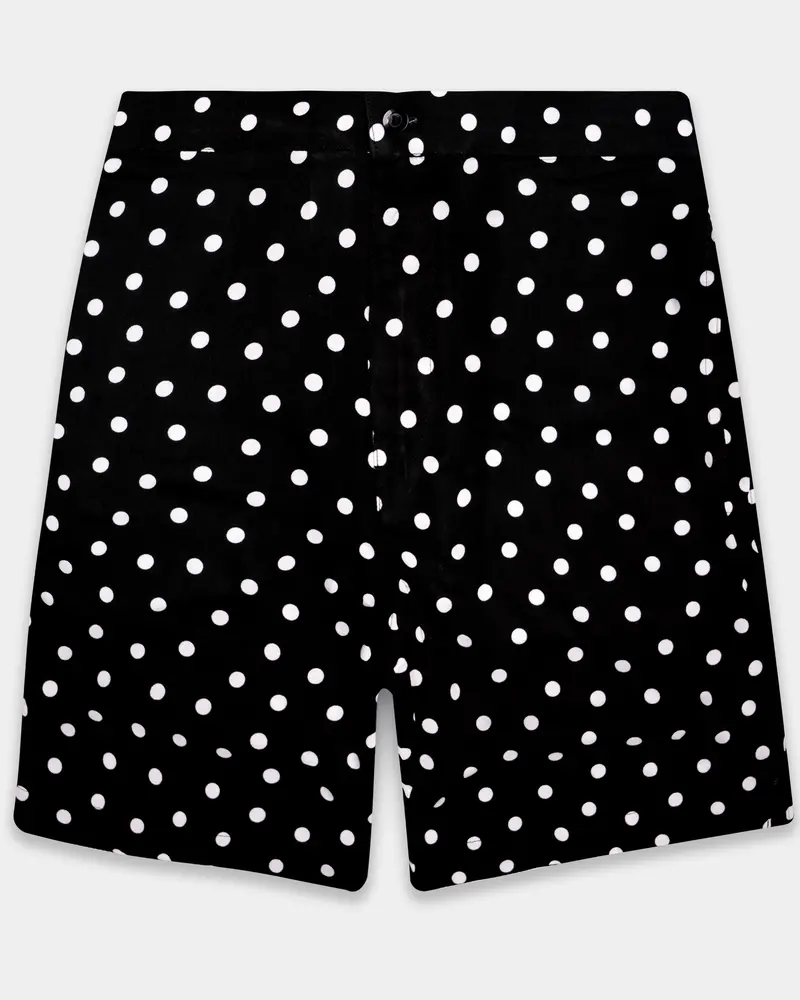 Polaris-Jade Black Polka Dots Printed Super Soft Premium Tencel Shorts 1