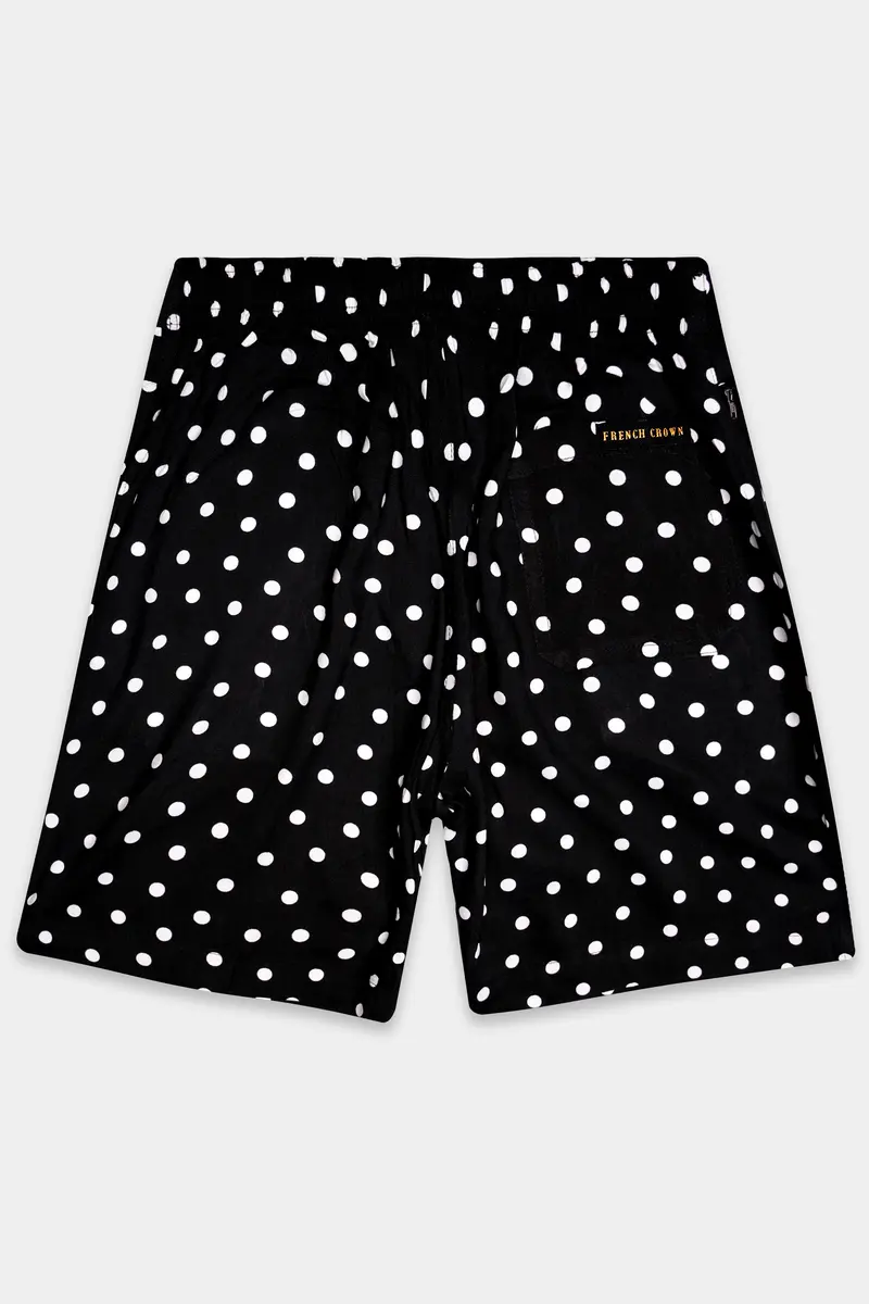 Polaris-Jade Black Polka Dots Printed Super Soft Premium Tencel Shorts 6