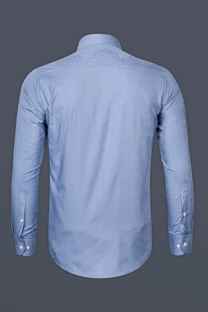 Polo Blue Paisley Printed Jacquard Premium Giza Cotton Shirt 5