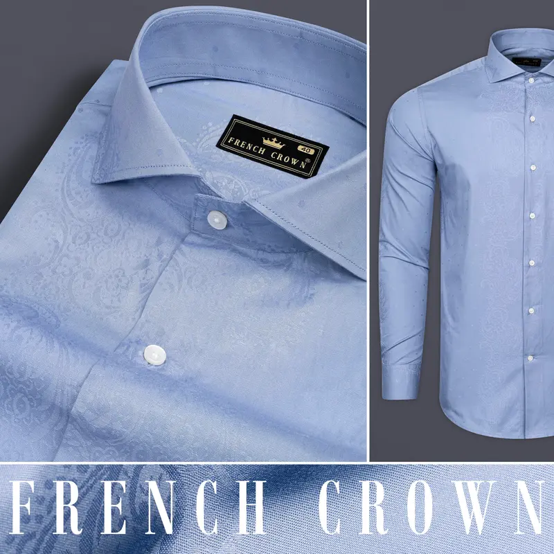 Polo Blue Paisley Printed Jacquard Premium Giza Cotton Shirt 9