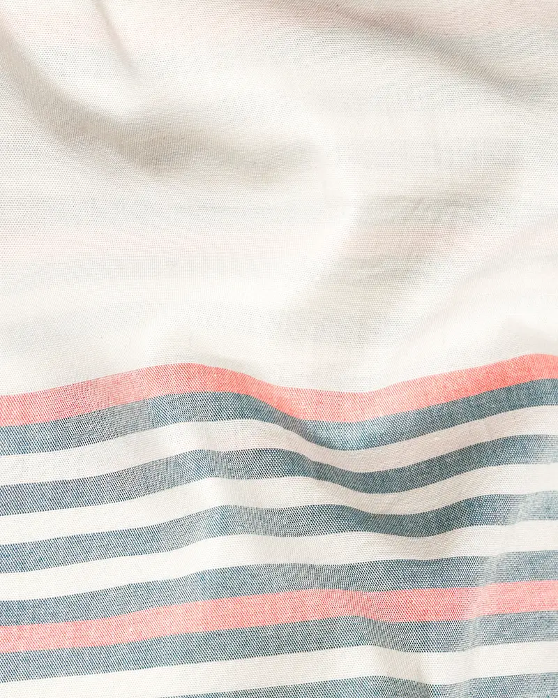 Porcelain Beige Muticolour Striped Premium Cotton Half Sleeves Shirt 3