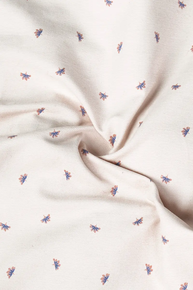 Porcelain Cream Printed Corduroy Designer Overshirt/Shacket 2