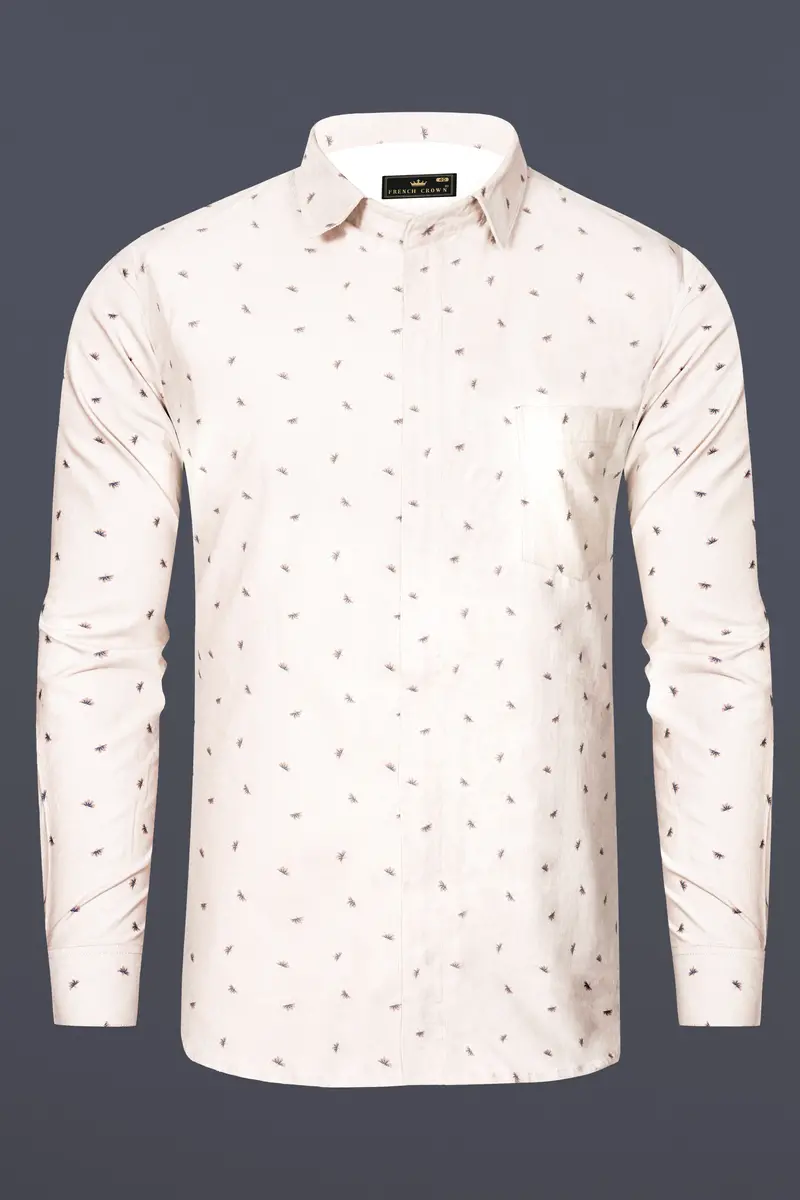 Porcelain Cream Printed Corduroy Designer Overshirt/Shacket 5