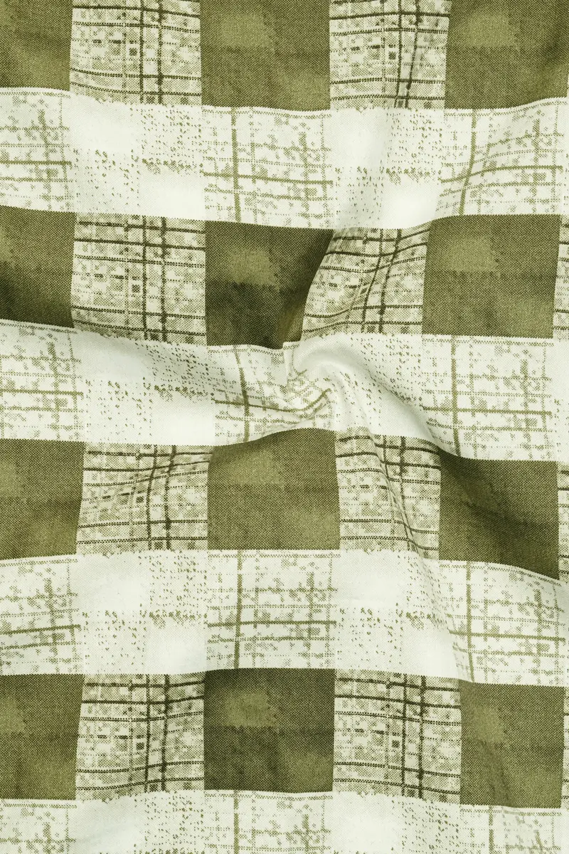 Porcelain Cream With Moccasin Green Super Soft Premium Cotton Shirt 3