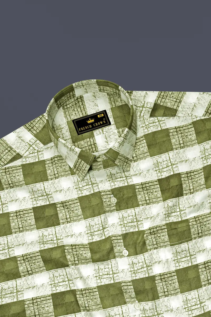 Porcelain Cream With Moccasin Green Super Soft Premium Cotton Shirt 5
