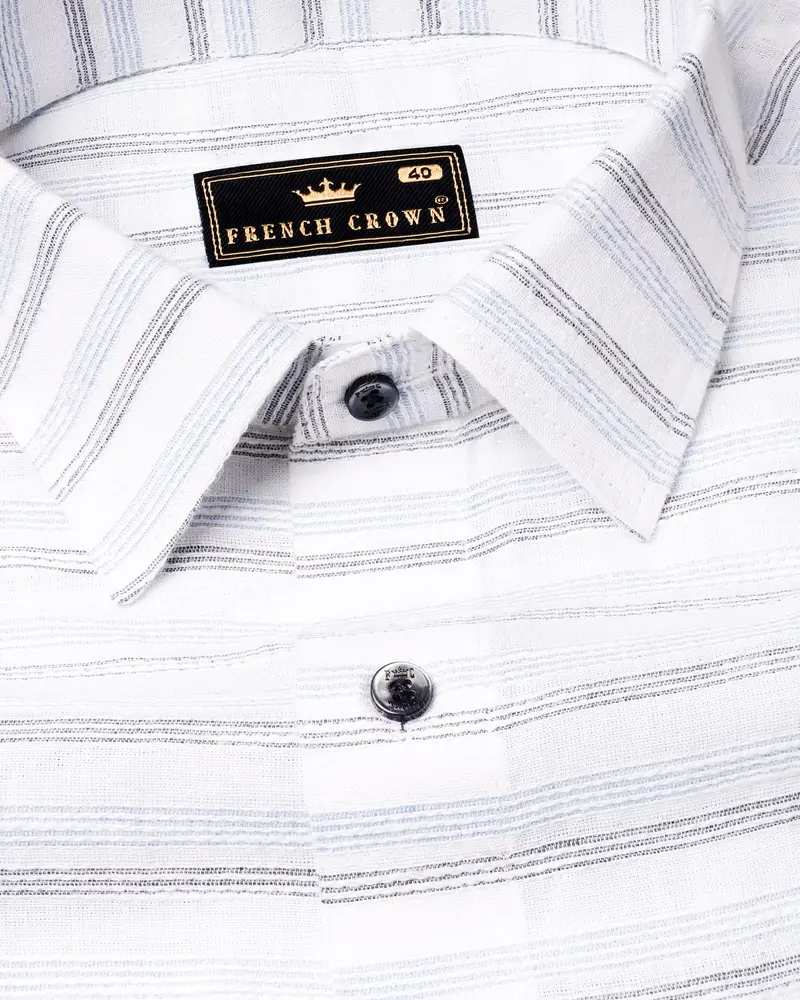 Porcelain Striped Dobby Textured Premium Giza Cotton Shirt 1