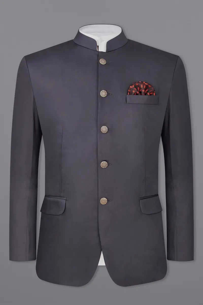 Porpoise Gray Subtle Sheen Bandhgala Blazer 2