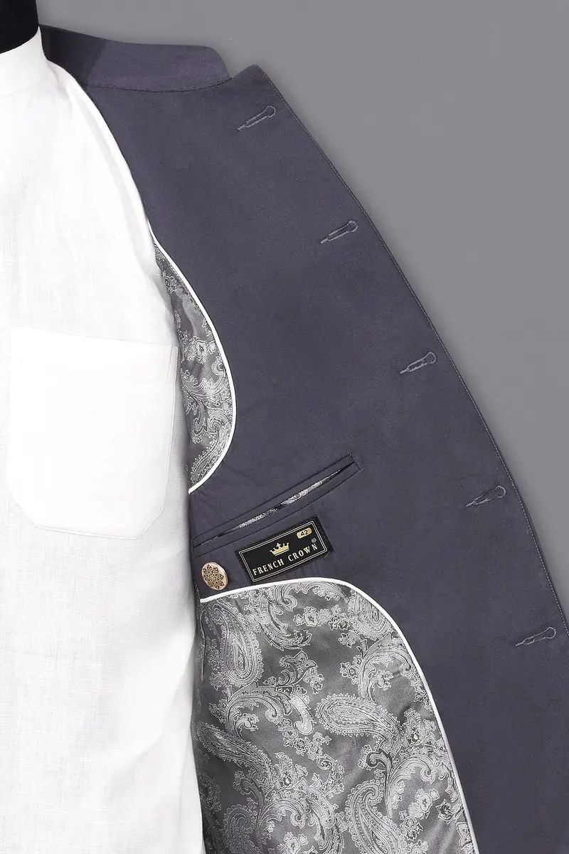 Porpoise Gray Subtle Sheen Bandhgala Blazer 7