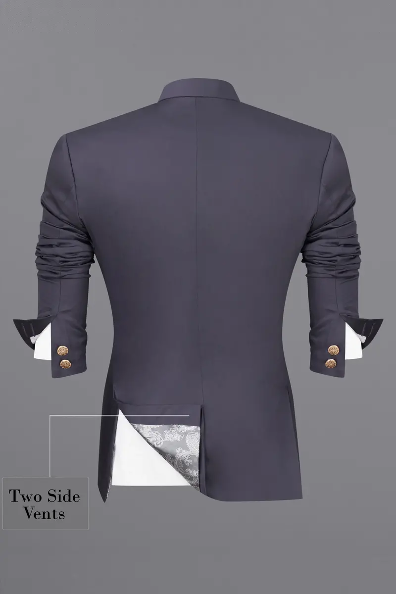 Porpoise Gray Subtle Sheen Bandhgala Suit 10