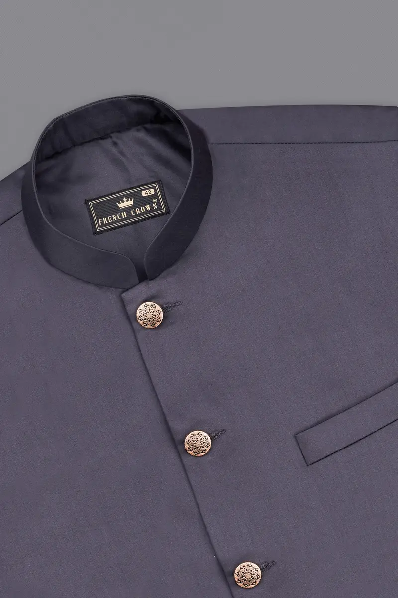 Porpoise Gray Subtle Sheen Bandhgala Suit 17