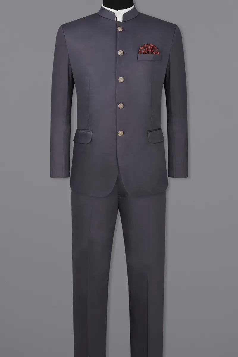 Porpoise Gray Subtle Sheen Bandhgala Suit 4