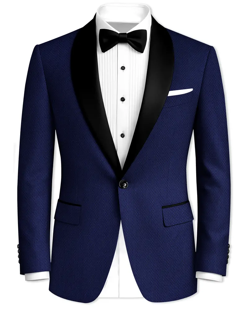 Port Gore Blue Subtle Textured Woolrich Tuxedo Blazer 1