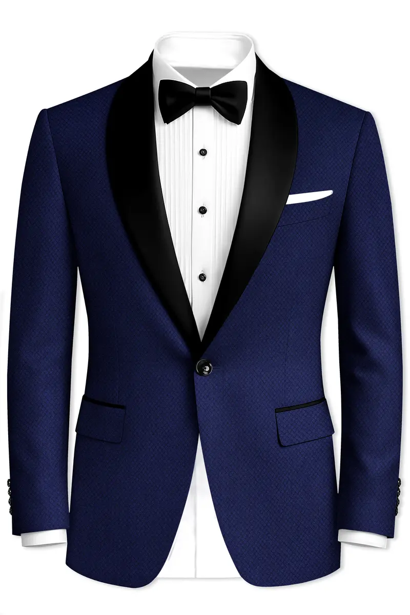Port Gore Blue Subtle Textured Woolrich Tuxedo Blazer 2