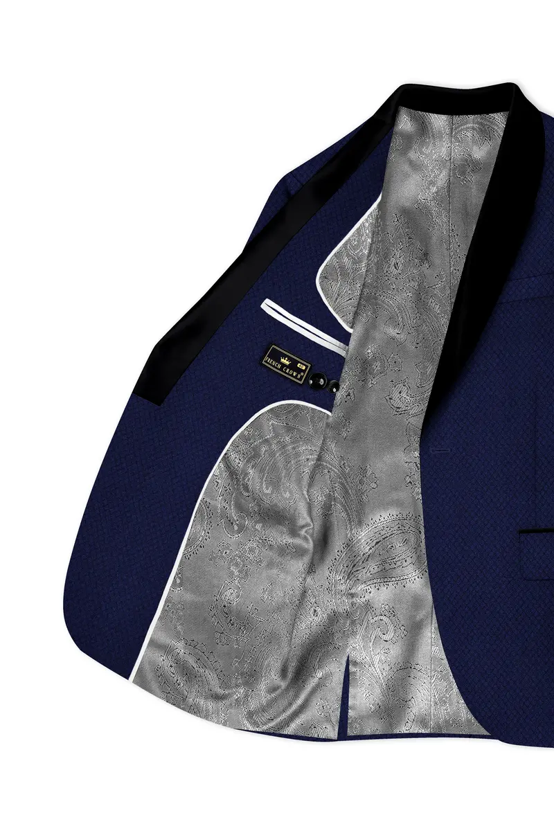 Port Gore Blue Subtle Textured Woolrich Tuxedo Blazer 5