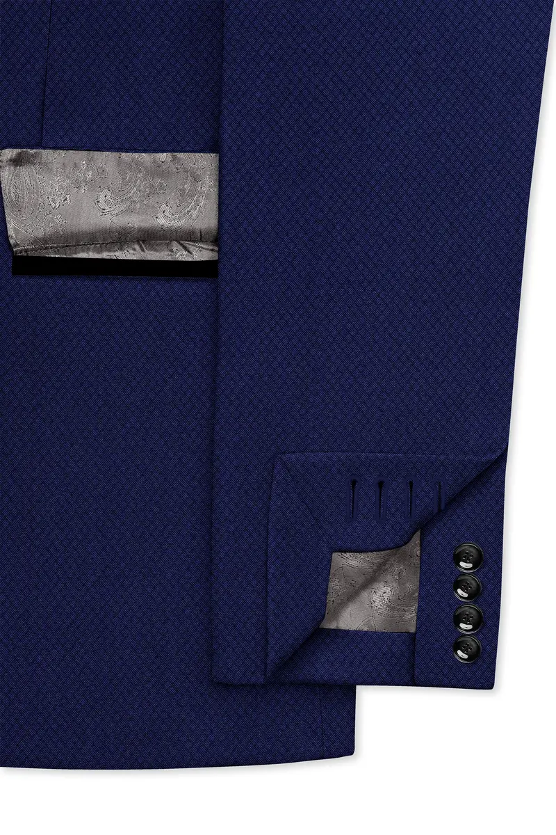 Port Gore Blue Subtle Textured Woolrich Tuxedo Blazer 6