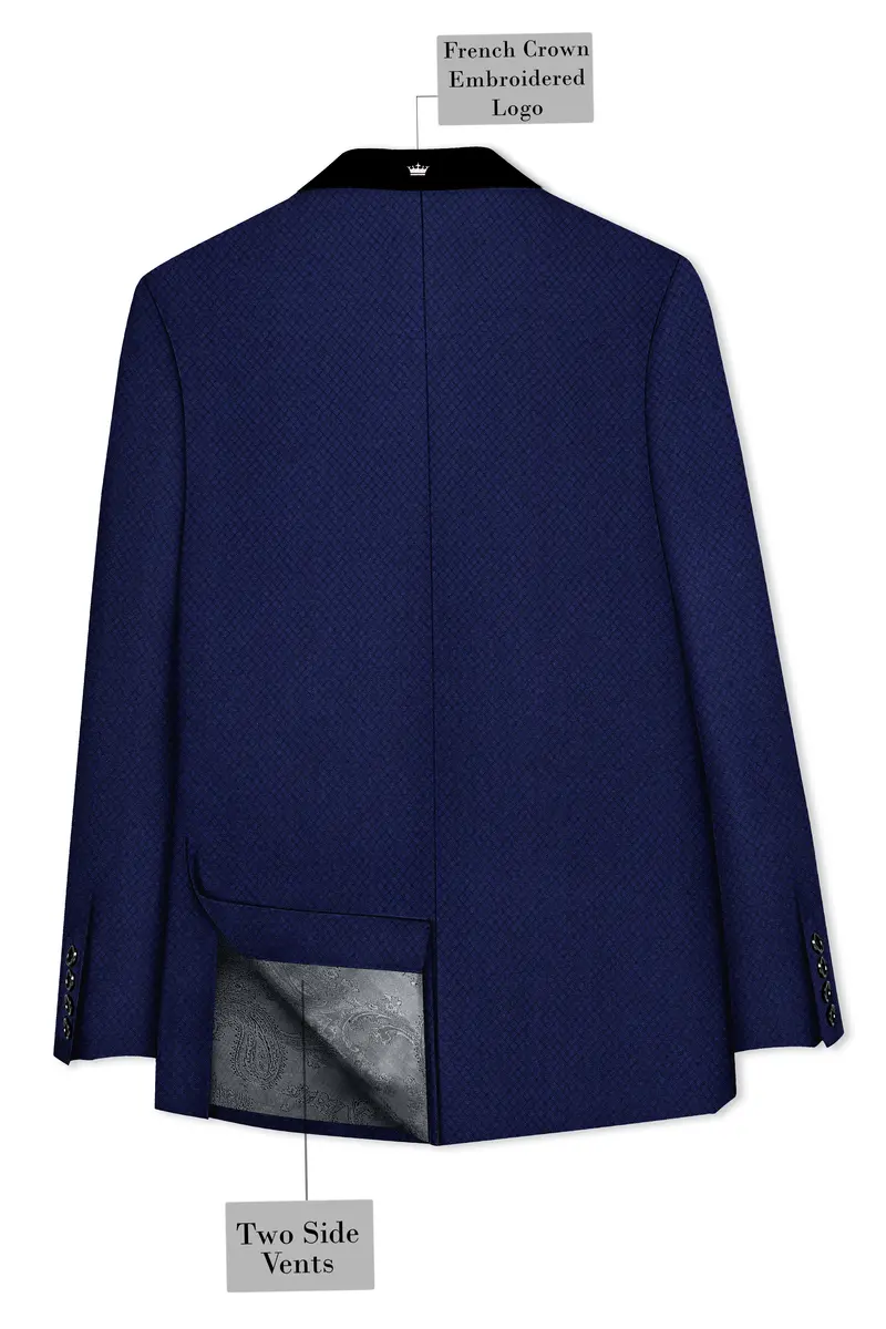 Port Gore Blue Subtle Textured Woolrich Tuxedo Blazer 8