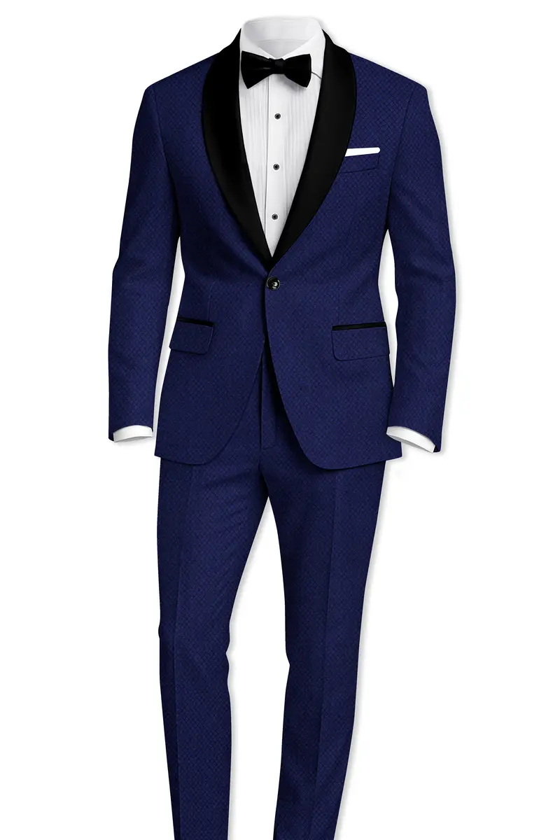 Port Gore Blue Subtle Textured Woolrich Tuxedo Blazer 9